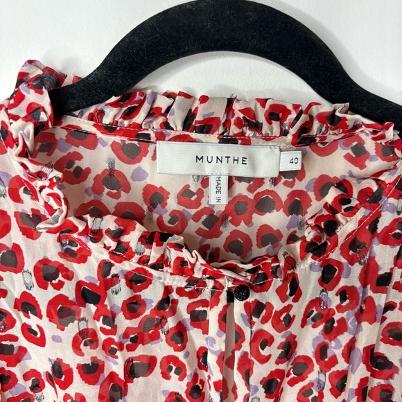 Munthe Red Pattern Maxi Dress Silk Blend - Picture 2 of 5